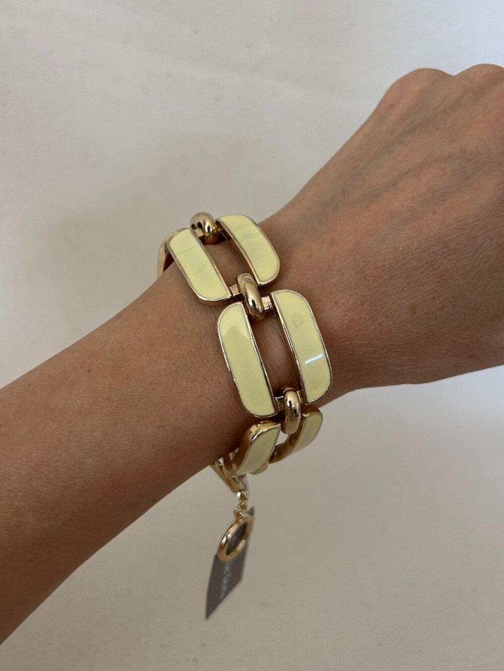 Cookie Lee Gold & Yellow Enamel Chunky Link Toggle Bracelet - NWT